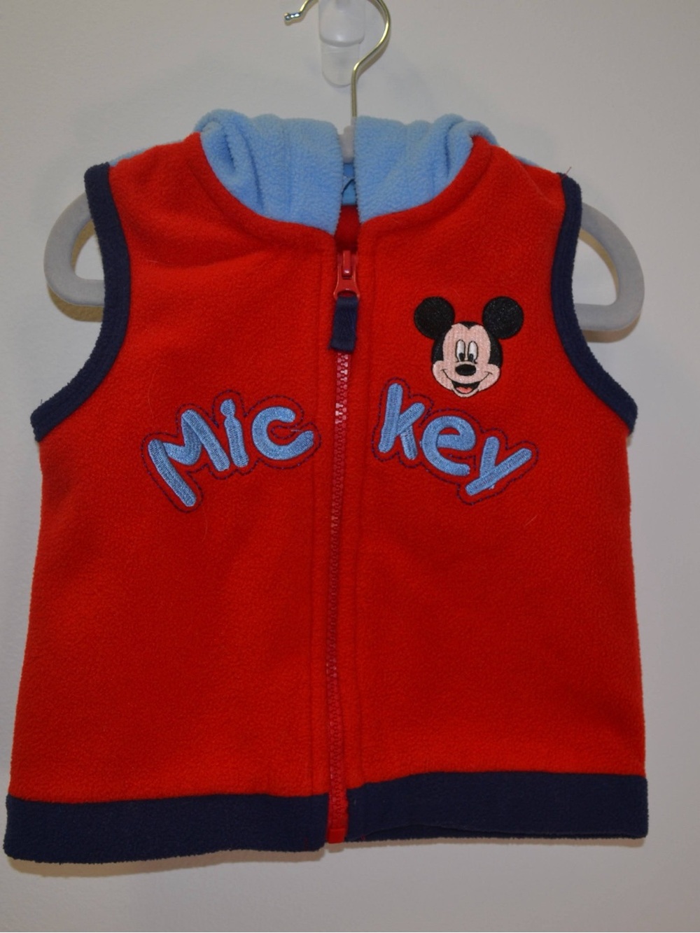 Y2K Mickey Mouse Red Fleece Kids Vest with Hood